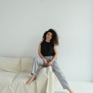 Spodnie lniane damskie szare