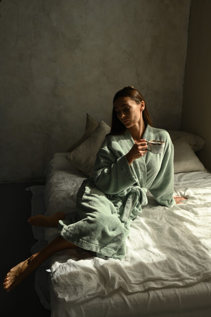 Szlafrok damski frotte ciepły miętowy