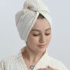 Turban do włosów bawełniany waflowy biały