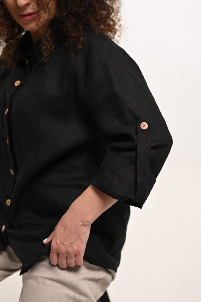 lniana koszula czarna damska