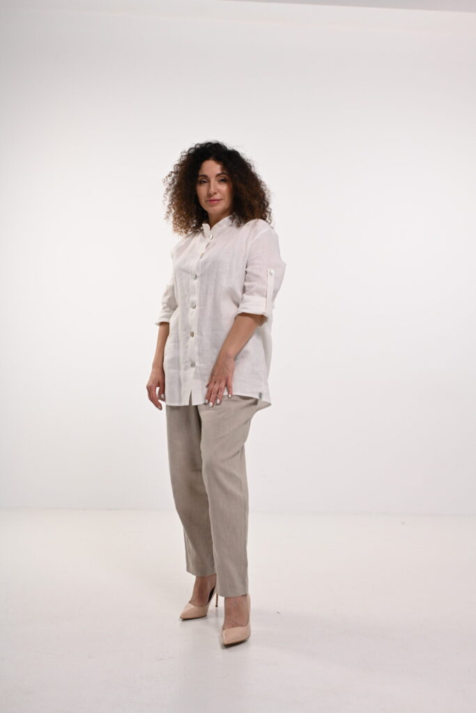 lniana koszula damska do pracy biała